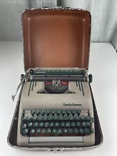 Vintage 50s Smith Corona Silent-Super Typewriter w/Hard Case Portable Green Keys picture