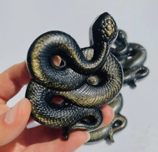 Golden Sheen Obsidian Snake Carving Natural Crystal Decoration picture