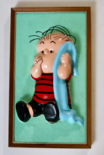 Peanuts vintage LINUS plastic blow mold wall decor 1965 RARE Schulz picture
