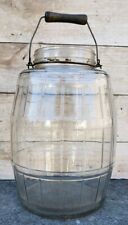 Vintage LARGE Glass Barrel Shaped General Country Store Pickle Jar Keg w/ Handle picture