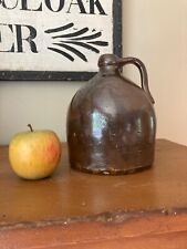 Antique Small Brown Albany Glaze Stoneware Primitive Beehive Whiskey Jug 7.75” picture