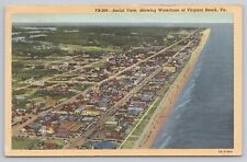 Postcard Aerial View Waterfront at Virginia Beach, VA Vintage Linen picture