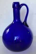 Vintage Large  Blown and Cobalt Blue Bottle Jug with Handle Gallon Made In Italy picture