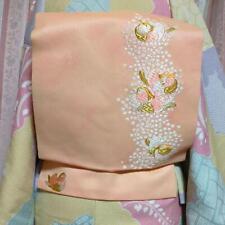 Nagoya obi Nishijin-Ori Pure Silk  With Bird And Small Flower Embroidery Pattern picture