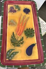 Vintage Handpainted Ceramic Vegetable Tray Colorful picture