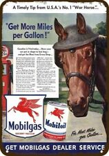 1942 MOBIL Gas & Oil & War Horse Vintage-Look DECORATIVE REPLICA METAL SIGN picture