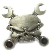 Skull Cross Wrenches Mechanic HOG Biker Motorcycle Hat Jacket Tie Tack Lapel Pin picture