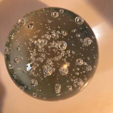 Large Mesmerizing Clear Art Glass Paperweight with Control Bubbles 3.25” D,2 Lbs picture