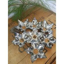 Lot 7 Matching VTG German Heavy Punched Tin Christmas Light Reflectors Star MCM picture