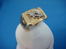 ANTIQUE  HEAVY 15.5 GRAMS GOLD MEN`S LARGE MASONIC SHRINER'S RING  SIZE 13 picture
