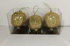 Pomegranate Gold Glitter Christmas Ornaments Styrofoam Faux Fruit Holiday picture