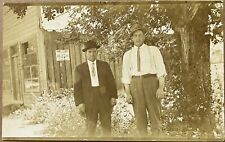 RPPC Two Men Old McDonalds Pure Cocoa Sign Antique Real Photo Postcard c1910 picture