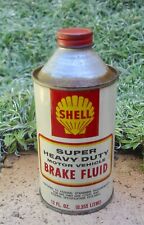 Vintage Shell Oil Super Heavy Duty Motor Vehicle Brake Fluid Can  Cone Top 12oz picture