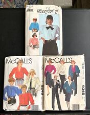 3 Vtg 1980s McCall's Simplicity Sewing Patterns Jacket Skirt Pants Shirt Uncut   picture