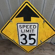 Authentic Retired “Speed Limit 35 arrow yellow Highway Street Sign 30