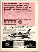 Byron Originals Authentic Scale F-16 Model Vintage July, 1982 Full Page Print Ad picture