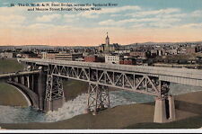 Postcard The OWR & N Steel Bridge across Spokane + Monroe St Bridge Spokane WA  picture