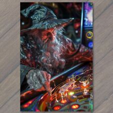 POSTCARD Wizard Playing Pinball In Arcade Weird Strange Unusual Funny Pin Ball picture