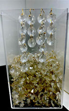 Swarovski CUT Crystal Glass Prisms Groupings of Three RARE FIND Gold Wire VTG picture