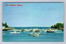New Harbor ME-Maine, Boats At Anchor, Back Cove, Antique, Vintage Postcard picture