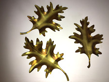 Homco Brass Oak Leaf Leaves Metal Wall Hanging Home Interior Lot of 3 Vintage picture