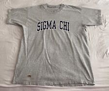 Vintage Sigma Chi Fraternity Muscle T-Shirt Athletic Gray Sigs Men Paint Smudge picture