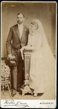 larger size, amazing wedding photo, bride, top hat, flowers, 1880's Hungary picture