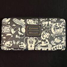 VERY RARE Loungefly Cuphead Black White Cartoon Zip Around Wallet AOP Heart Logo picture
