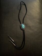 VINTAGE NATIVE AMERICAN STERLING SILVER TURQUOISE BOLO TIE Stamped By Dee Morris picture