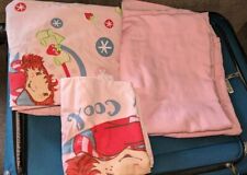 Vintage Cotton Flannel Strawberry Shortcake Berry Cool Twin Sheet Set 6 Piece picture