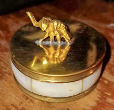 Vintage Brass and Mother of Pearl Elephant Mini Storage/Pill box picture