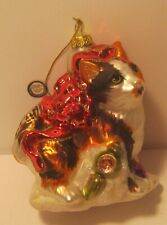 CHRISTOPHER RADKO CALICO Cat GLASS Christmas Ornament MINT picture
