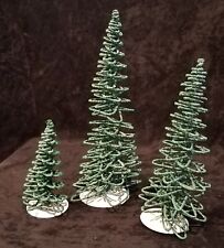 DEPT 56 VILLAGE FROSTED ZIG ZAG TREES IN GREEN SET OF 3 W/ BOX picture