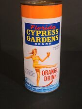 RARE 1950's CYPRESS GARDENS ORANGE Drink Tin CAN SNIVELY GROVES WINTER HAVEN FL picture