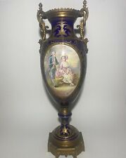 Sevres style porcelain vase urn 19th century blue ground french france picture