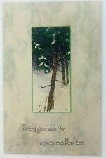 Vintage New Year Postcard Every Good Wish for a Prosperous New Year Snow 1917 picture
