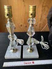 Vintage Pair Art Deco Stacked Glass Boudoir Lamps With Marble Bases 12