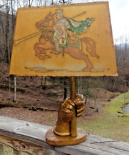 Renaissance/Medieval Knights Armored Fist Lamp with Unique Shade Rare Vintage picture