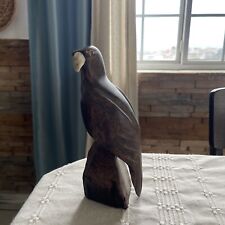 Vintage Hand Carved ironwood  Eagle Bird Figure Figurine Statue 9” picture
