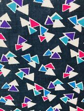Vintage 1980s geometric fabric Memphis blue purple pink triangles 91 x 61 picture