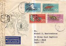 GERMANY censored cover stamps label to Port Said Egypt UAR 1959 picture