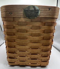 Vintage Peterboro 1854 Basket Co USA Square Woven Wood Original Metal Medallion picture