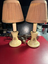 TWO Pfaltzgraff Stoneware Village Candelabra Lamps With Shades picture