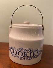 Antique Monmouth ILL USA Glazed Stoneware Cookie Jar w Wire Handle picture