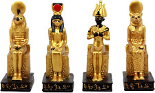 Egyptian Gods Horus Osiris Sekhmet and Isis Seated on Thrones Figurine Set of 4  picture