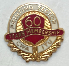 Rare Vintage Printing Sector 60 Year Membership Lapel Pin. 24K Gold -Signed picture