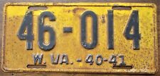 1940-41 WEST VIRGINIA License Plate #46-014 - Maybe Restore? picture