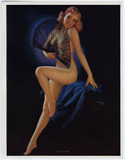 Original 1940s Jules Erbit Pin-Up Print Fan Dancer Fanciful Risqué Redhead picture