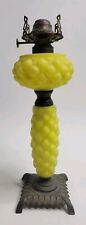 Antique Kerosene Oil Canary Yellow Glass Lamp - NO SHADE OR WICK Art Nouveau picture