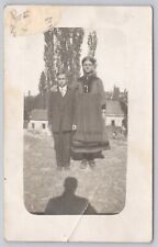 RPPC Girl Posing with Brother Outside Foreign Postcard Photo Casual Portrait picture